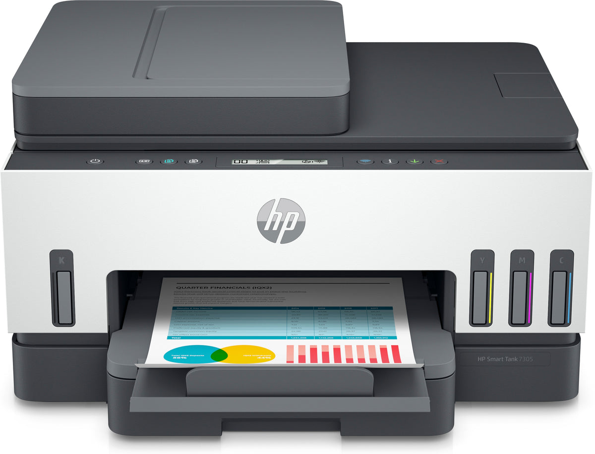 HP Smart Tank 7305 All-in-One - Multifunction Printer - Color - Inkjet - Refillable - Letter A (216 x 279 mm)/A4 (210 x 297 mm) (original) - A4/Legal (media) - up to 13 ppm (copy) - up to 15 ppm (print) - 250 sheets - USB 2.0, LAN, Wi