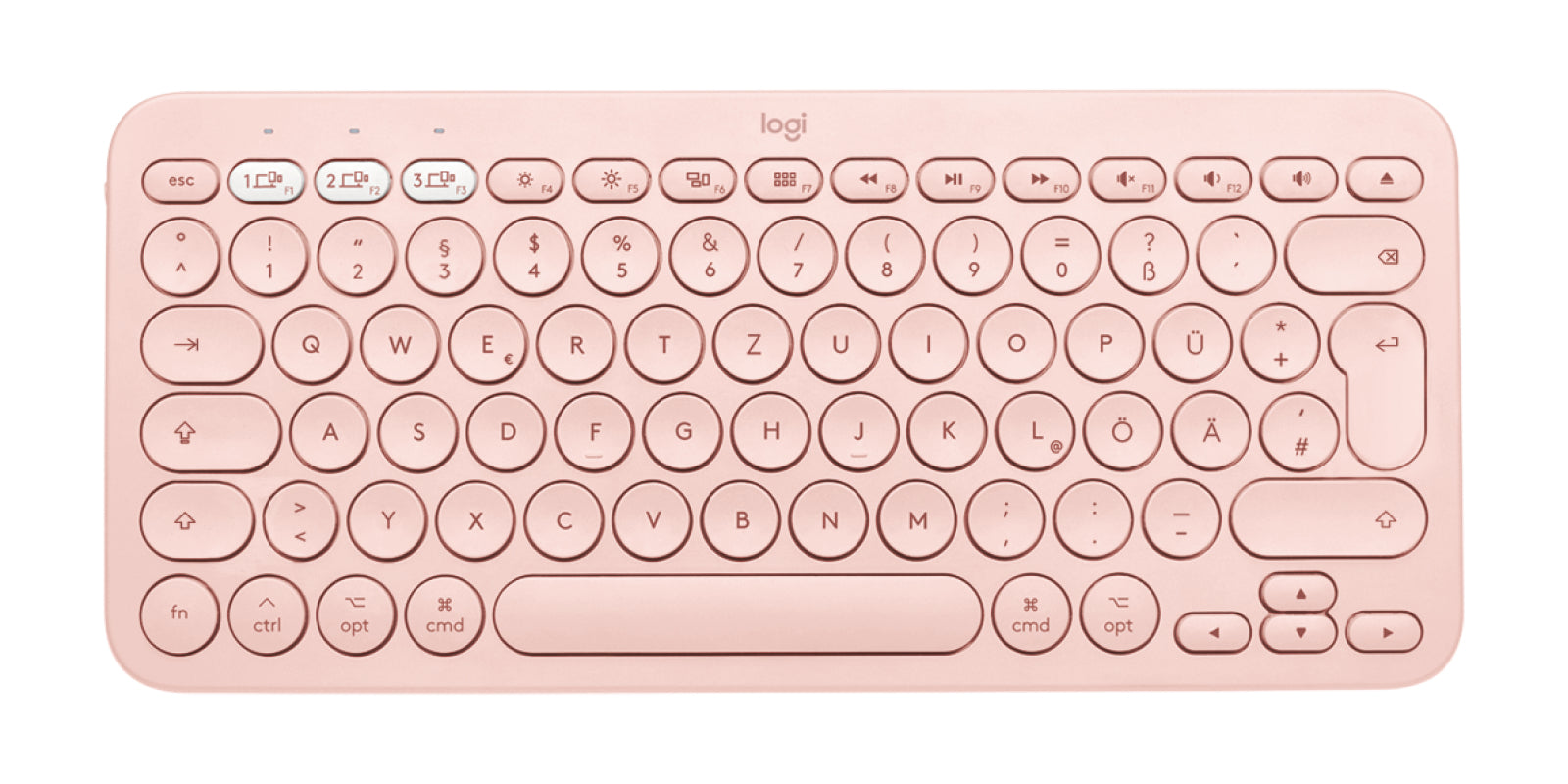 Logitech K380 Multi-Device Bluetooth Keyboard - Teclado - sem fios - Bluetooth 3.0 - Nórdico (Dinamarquês/Finlandês/Norueguês/Sueco) - rosa