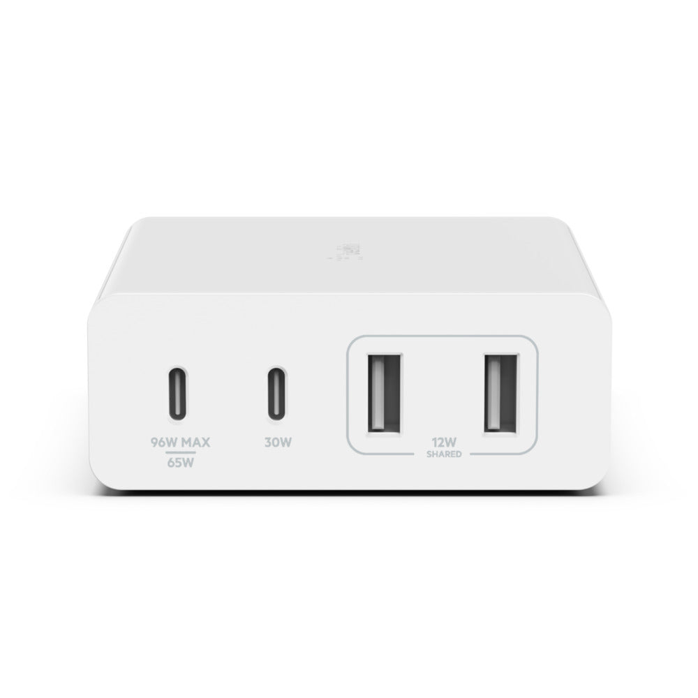 Belkin BOOST CHARGE GaN - Adaptador de corriente - 108 W - 4 conectores de salida (2 x USB, 2 x USB-C) - Blanco