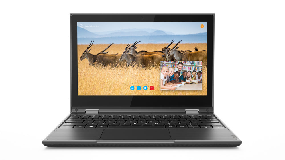 Lenovo 300e (2nd Gen) 82GK - Inverted Design - AMD 3000 Series 3015e / 1.2 GHz - Windows 10 Pro National Academic - Radeon Graphics - 4 GB RAM - 64 GB eMMC - 11.6" IPS Touch Screen 1366 x 768 (HD) - Wi-Fi -Fi 6 - black texture - kbd: English