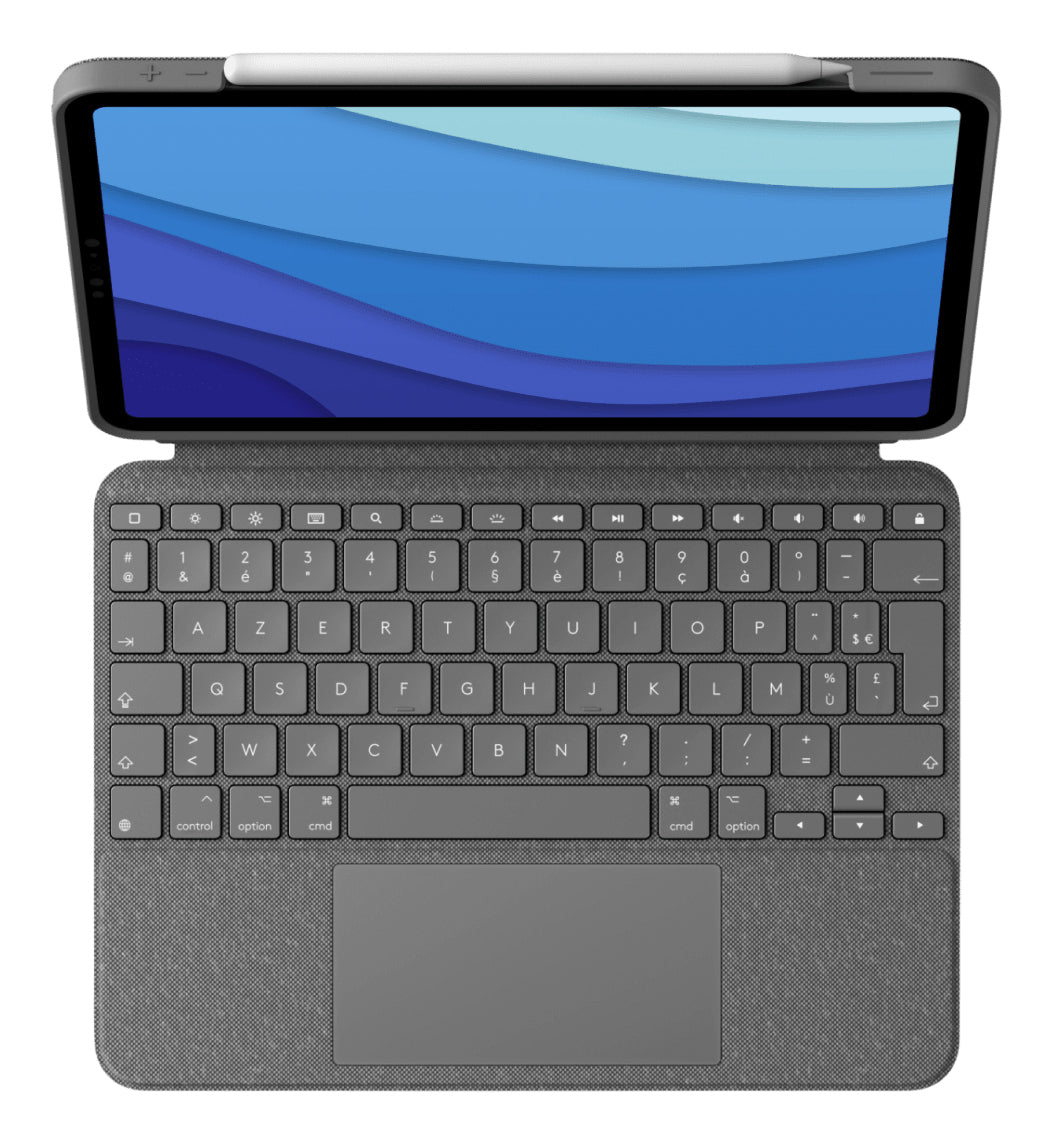 Logitech Combo Touch - Keyboard and folio folder - with trackpad - backlit - Apple Smart connector - AZERTY - French - oxford gray - for Apple 11-inch iPad Pro (1st generation, 2nd generation, 3rd generation)