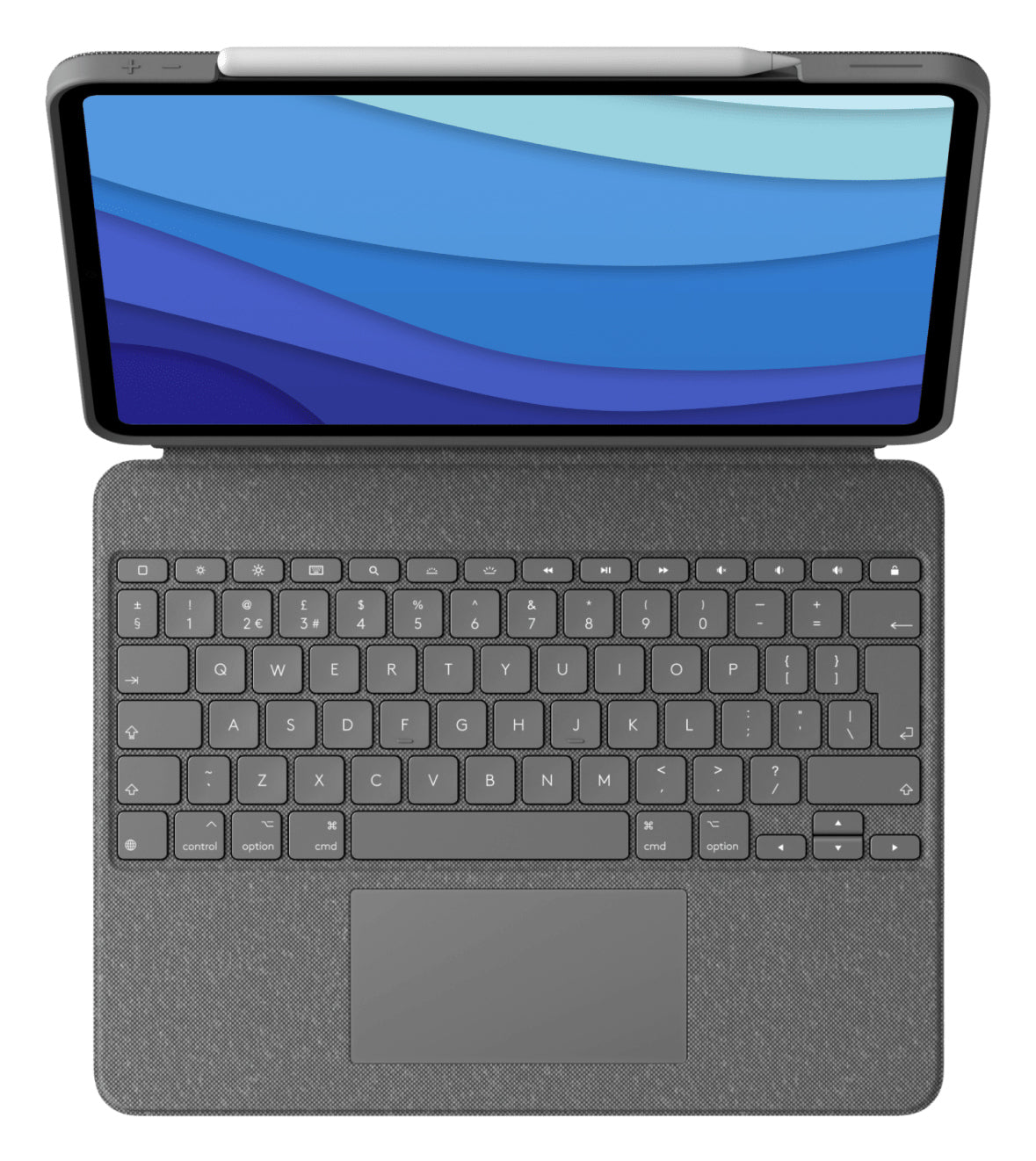 Logitech Combo Touch - Carpeta de teclado y folio - con trackpad - retroiluminado - conector Apple Smart - QWERTY - Reino Unido - gris oxford - para Apple iPad Pro de 12,9 pulgadas (5.ª generación)