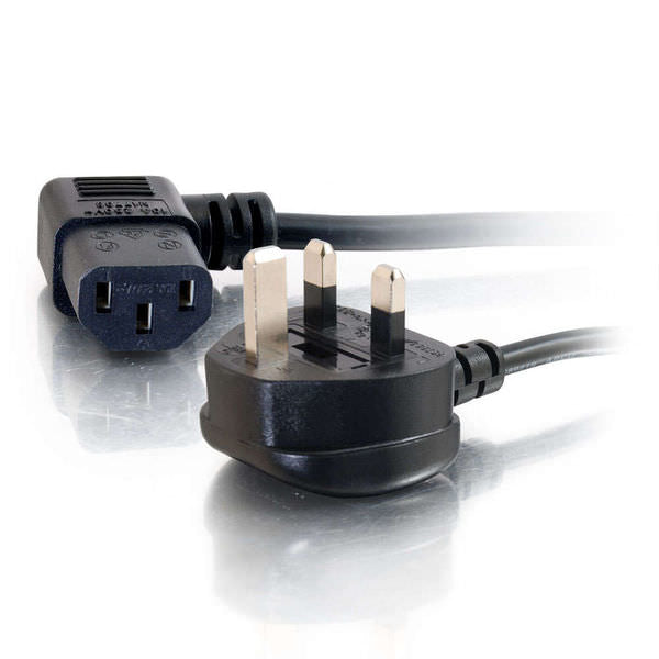 C2G 1m 18 AWG UK 90° Power Cord (IEC320C13R to BS 1363) - Power cord - IEC 60320 C13 to BS 1363 (M) angled - 1 m - black