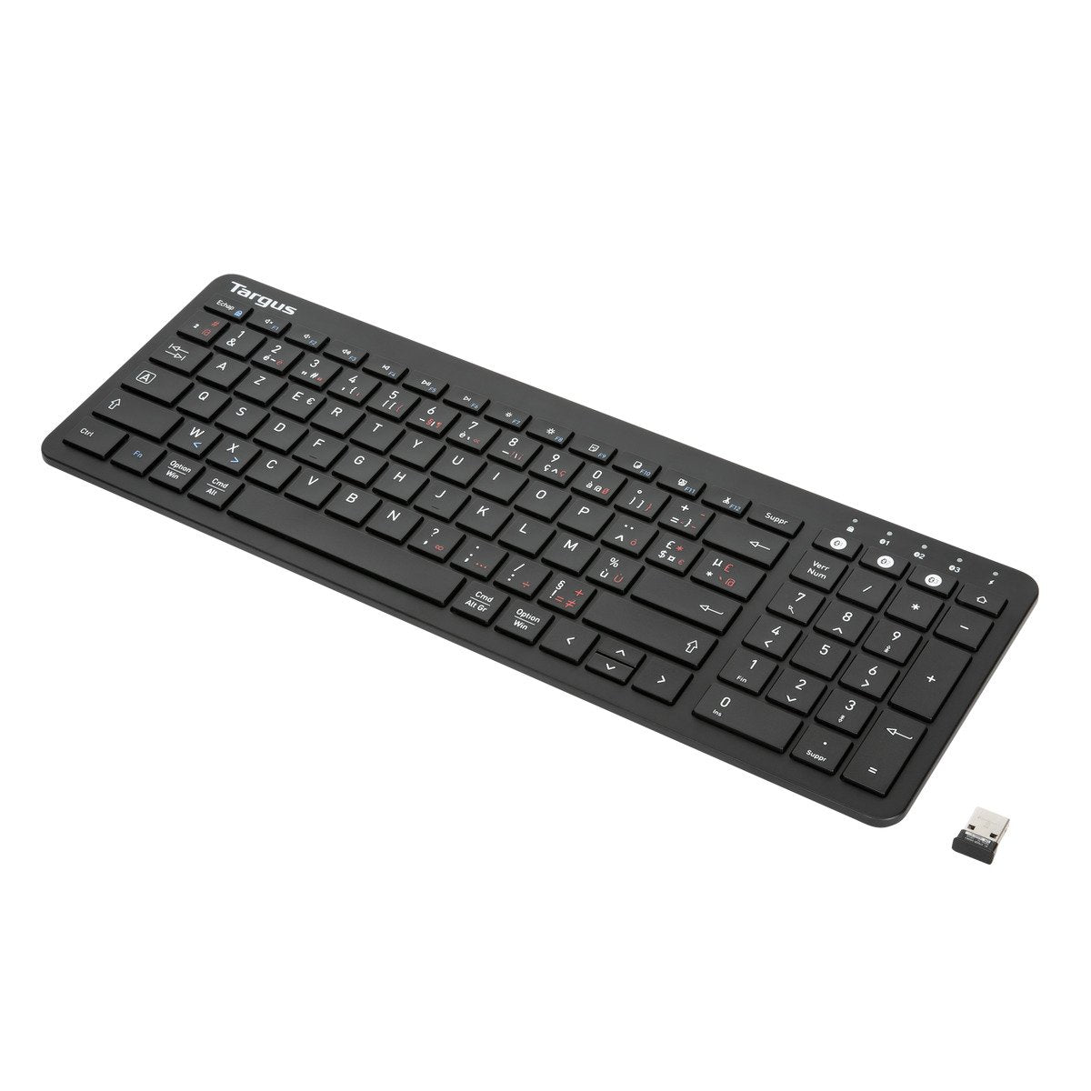 Targus - Keyboard - antimicrobial - wireless - Bluetooth 5.1 - AZERTY - French - black - B2B