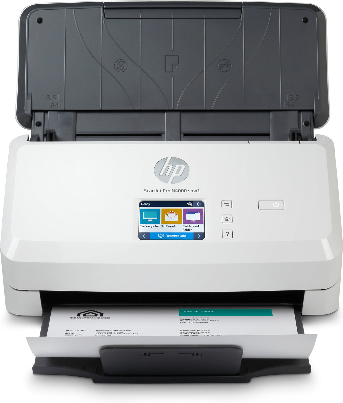 HP Scanjet Pro N4000 snw1 Sheet-feed - Document Scanner - CMOS/CIS - Duplex - 216 x 3100 mm - 600 dpi x 600 dpi - up to 40 ppm (mono) - ADF (50 sheets) - up to 4000 scans per day - USB 3.0, LAN, WiFi(n)