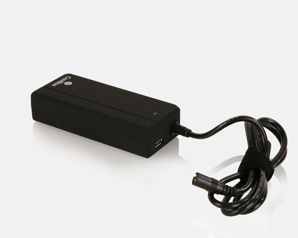 Cargador portátil CoolBox 90W, 15-24V, USB 2.1 Amp, 12 puntas