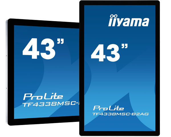 iiyama ProLite TF4338MSC-B2AG - Monitor LED - 43" - moldura aberta - ecrã de toque - 1920 x 1080 Full HD (1080p) - IPS - 450 cd/m² - 1100:1 - 12 ms - 2xHDMI, DVI-D, VGA, DisplayPort - altifalantes - preto
