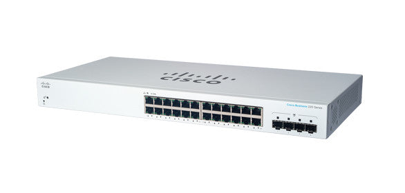 Cisco Business 220 Series CBS220-24T-4G - Interruptor - inteligente - 24 x 10/100/1000 + 4 x Gigabit SFP (ligação ascendente) - montável em trilho