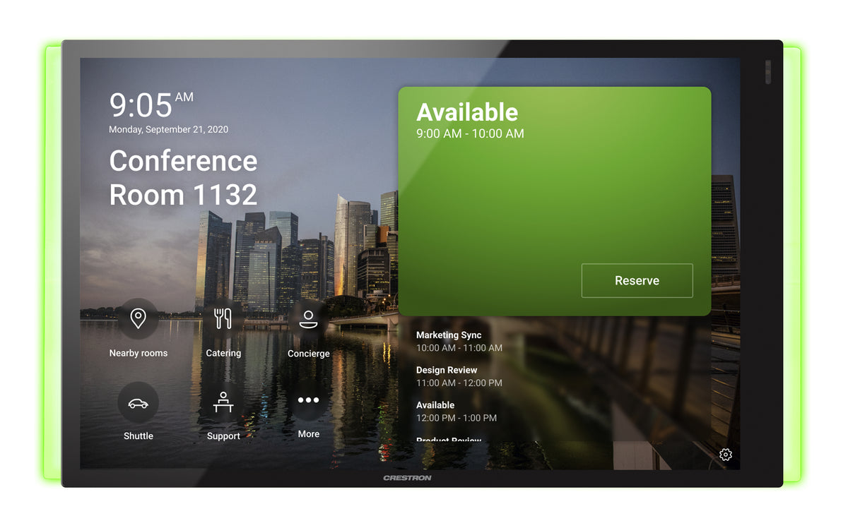 Crestron Room Scheduling Touch Screen TSS-1070-TBS-LB KIT - For Microsoft Teams - Room Manager - Wireless, Wired - Bluetooth, 802.11a/b/g/n/ac - 2.4Ghz, 5GHz - 10/100 Ethernet - flat black