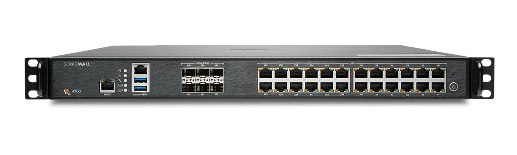 SonicWall NSa 4700 - Essential Edition - security appliance - 1 year TotalSecure - 10 GigE, 5 GigE, 2.5 GigE - 1U - enclosure mountable