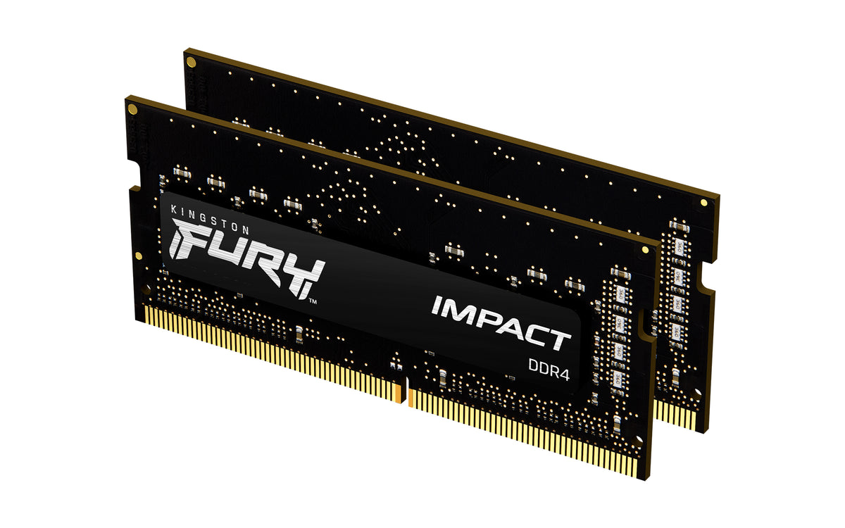 Kingston FURY Impact - DDR4 - kit - 16 GB: 2 x 8 GB - 260-pin SO DIMM - 2666 MHz / PC4-21300 - CL15 - 1.2 V - unbuffered - no ECC - black