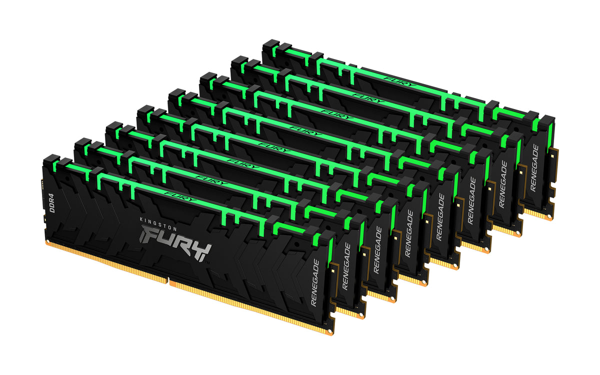 Kingston FURY Renegade RGB - DDR4 - kit - 256 GB: 8 x 32 GB - DIMM de 288 pines - 3200 MHz / PC4-25600 - CL16 - 1,35 V - sin búfer - sin ECC - negro