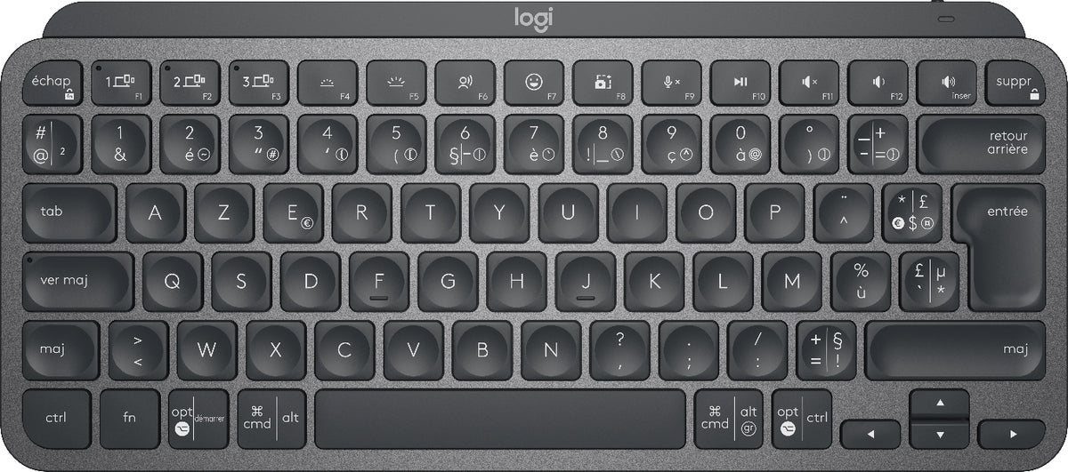 Logitech MX Keys Mini - Teclado - retroiluminação - Bluetooth - AZERTY - Francês - grafite