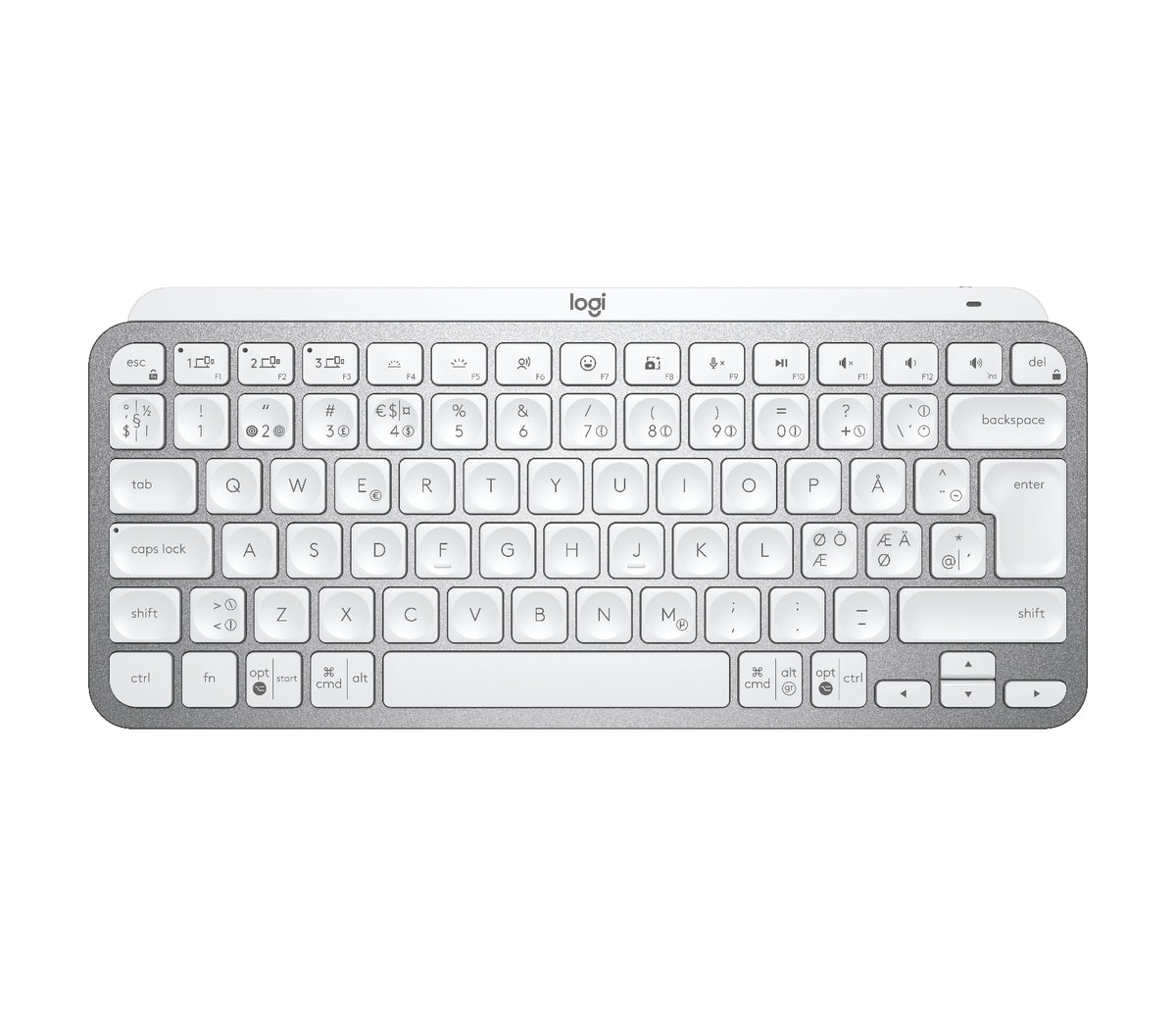 Logitech MX Keys Mini - Office - Keyboard - Backlight - Bluetooth - QWERTY - Nordic (Danish/Finnish/Norwegian/Swedish) - Pale Gray