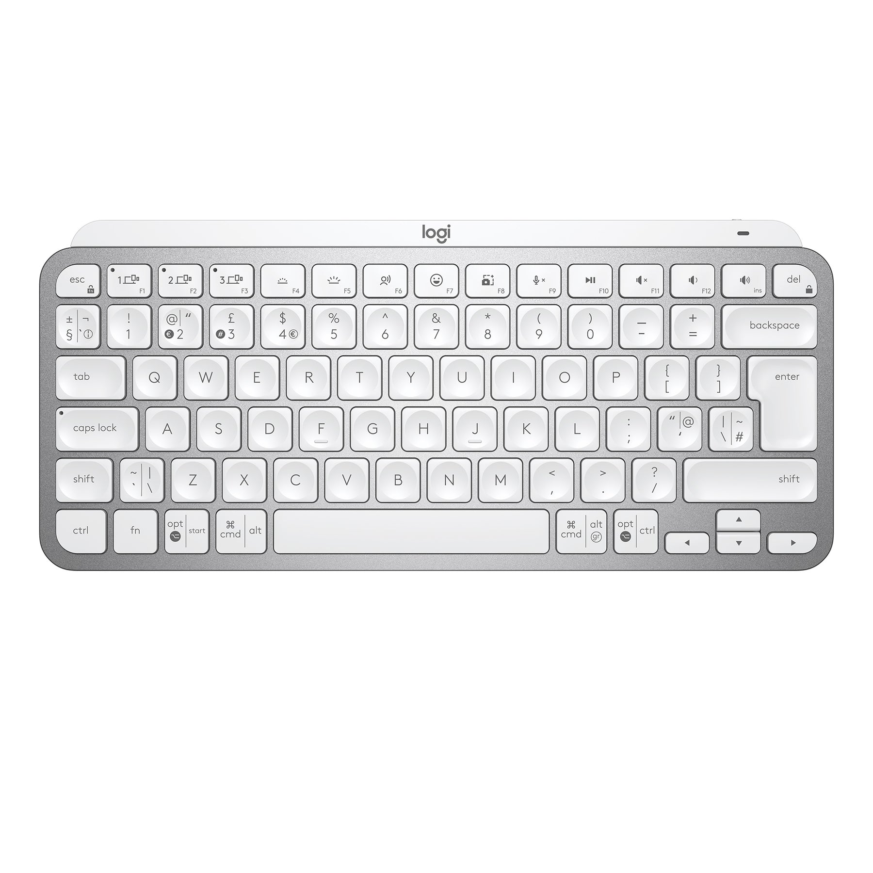 Logitech MX Keys Mini - Teclado - Retroiluminación - Bluetooth - QWERTY - EE. UU. - Gris pálido