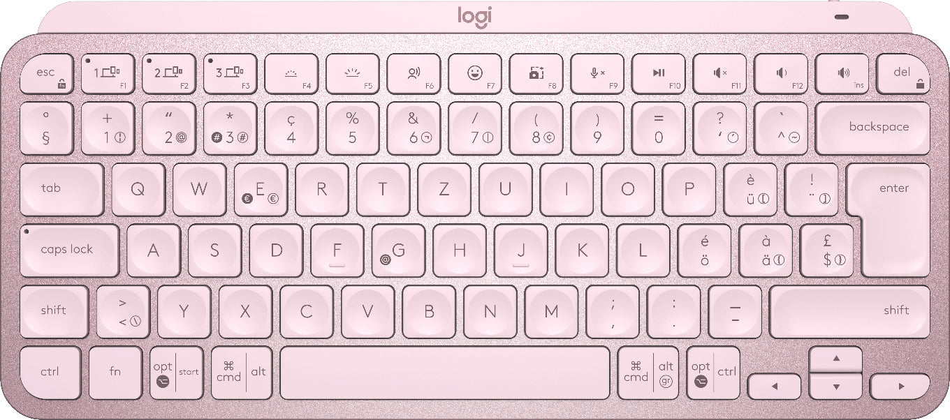 Logitech MX Keys Mini - Teclado - retroiluminação - Bluetooth - QWERTZ - Suíço - rosa