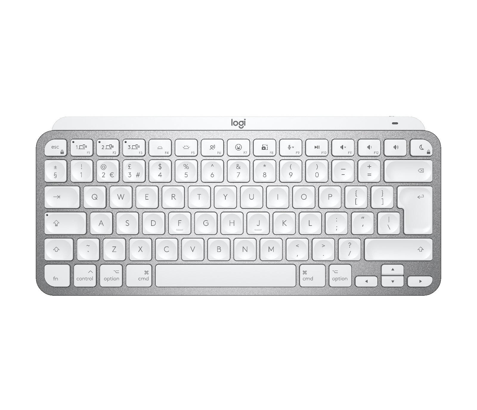 Logitech MX Keys Mini para Mac - Teclado - Retroiluminación - Bluetooth - QWERTY - Reino Unido - Gris pálido - para Apple iPad de 10,2 pulgadas, iPad Air de 10,5 pulgadas, iPad Air de 10,9 pulgadas, iPhone 11, 12, 13, SE