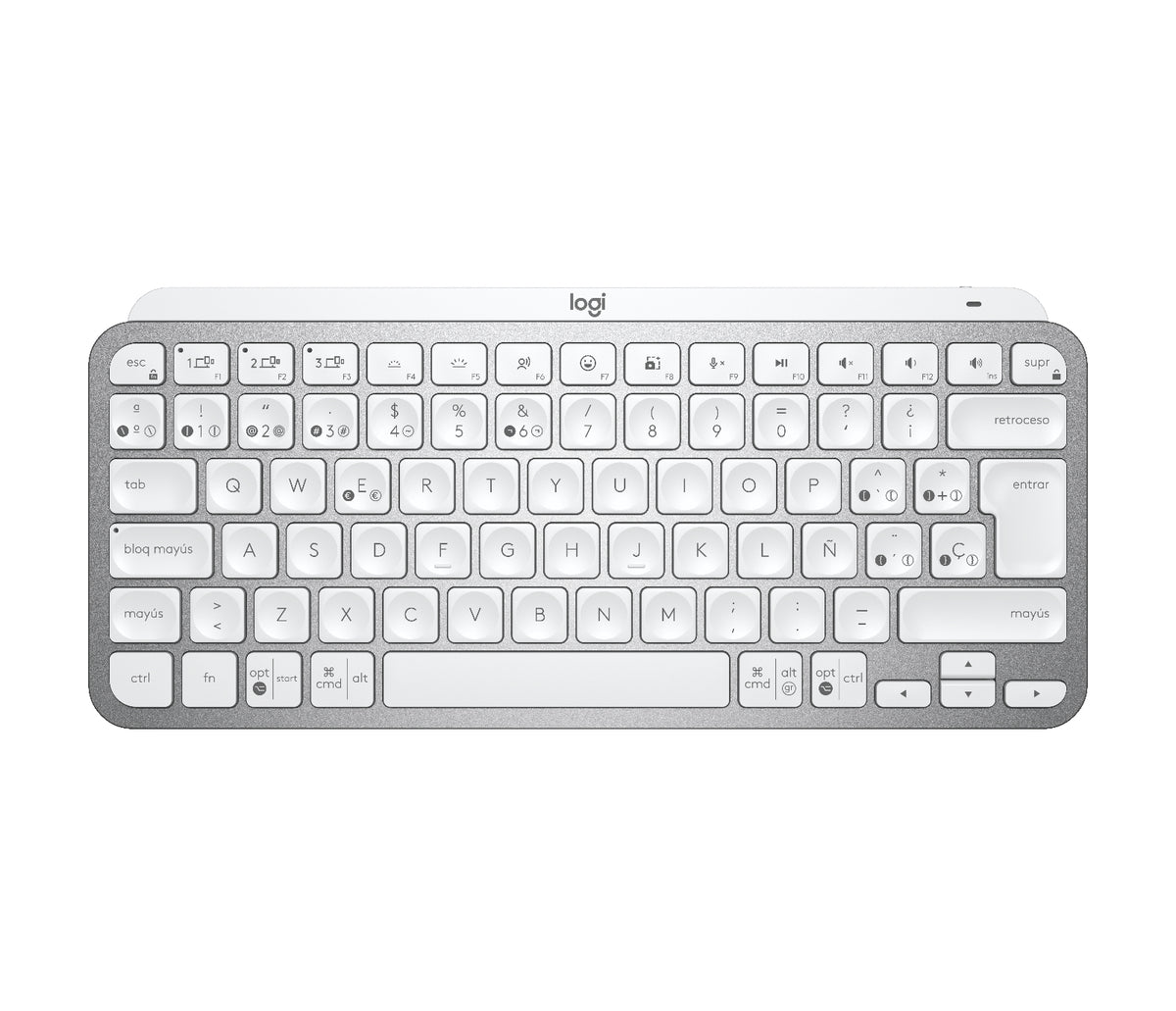 Logitech MX Keys Mini - Teclado - Retroiluminado - Bluetooth - QWERTY - Español - Gris Pálido