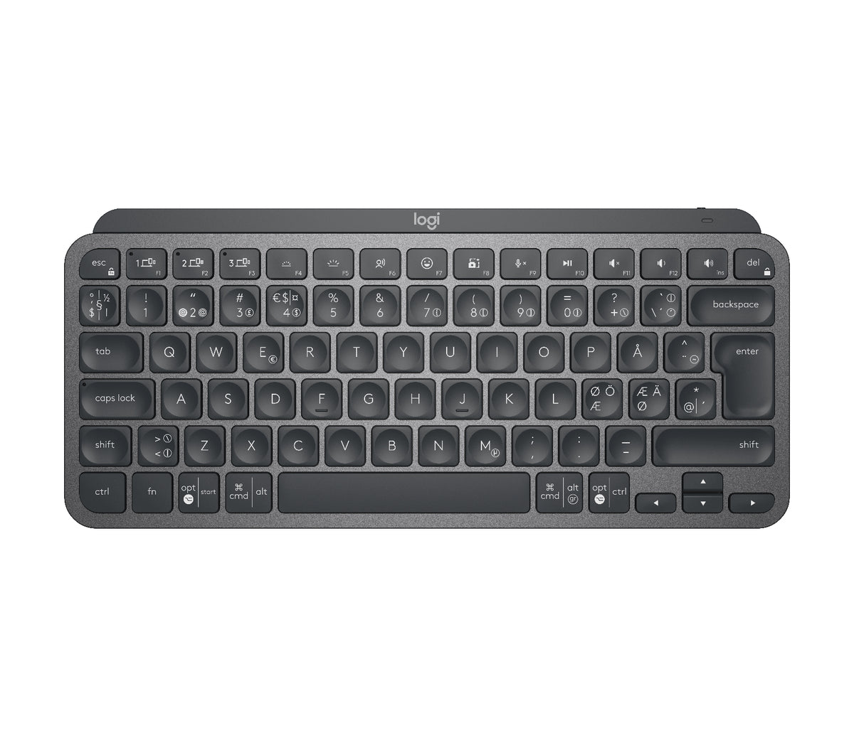 Logitech MX Keys Mini - Oficina - Teclado - Retroiluminación - Bluetooth - QWERTY - Nórdico (danés/finlandés/noruego/sueco) - grafito