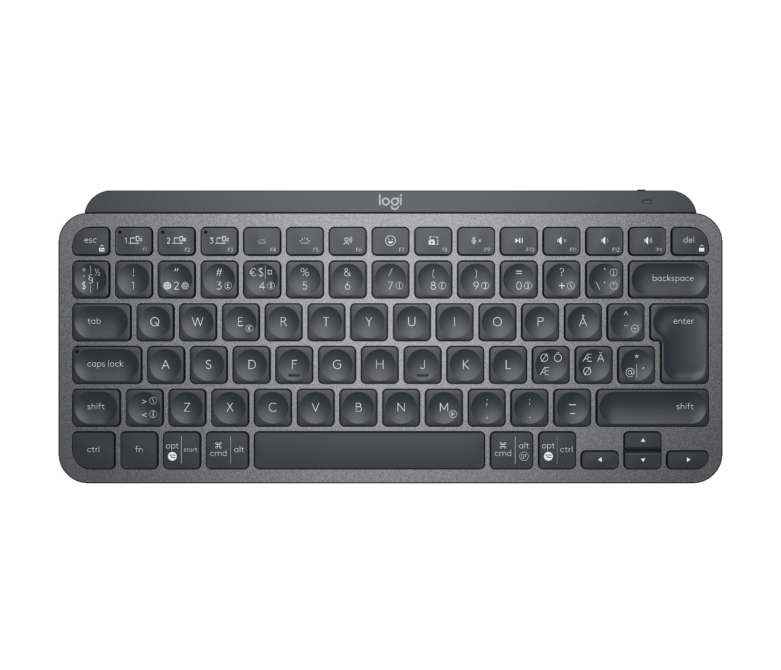 Logitech MX Keys Mini - Office - teclado - retroiluminação - Bluetooth - QWERTY - Nórdico (Dinamarquês/Finlandês/Norueguês/Sueco) - grafite