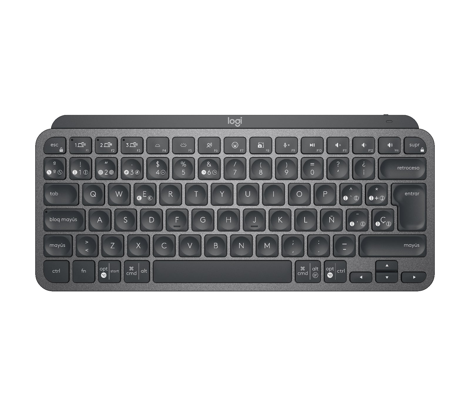 Logitech MX Keys Mini - Teclado - retroiluminação - Bluetooth - QWERTY - Espanhol - grafite