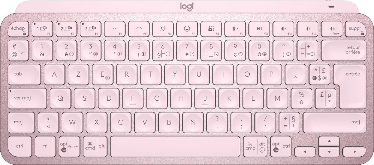 Logitech MX Keys Mini - Teclado - retroiluminação - Bluetooth - AZERTY - Francês - rosa