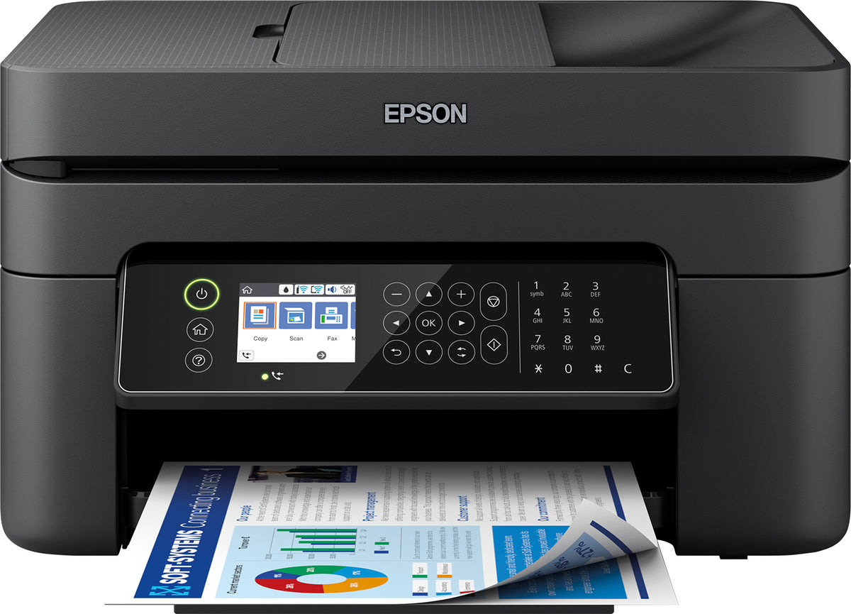 Epson WorkForce WF-2870DWF - Impressora multi-funções - a cores - jacto de tinta - A4/Legal (media) - até 10 ppm (impressão) - 100 folhas - 33.6 Kbps - USB 2.0, Wi-Fi(n)