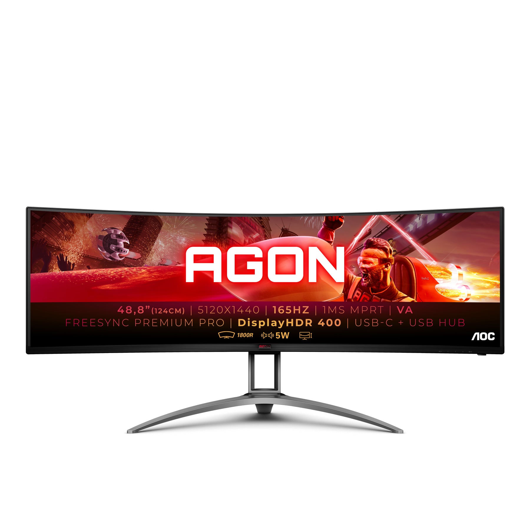 MONITOR AOC VA 49 32:9 DQHD CURVADO 1MS 165HZ HDMI DP USB-C ALTAVOCES TIENE AG493UCX2