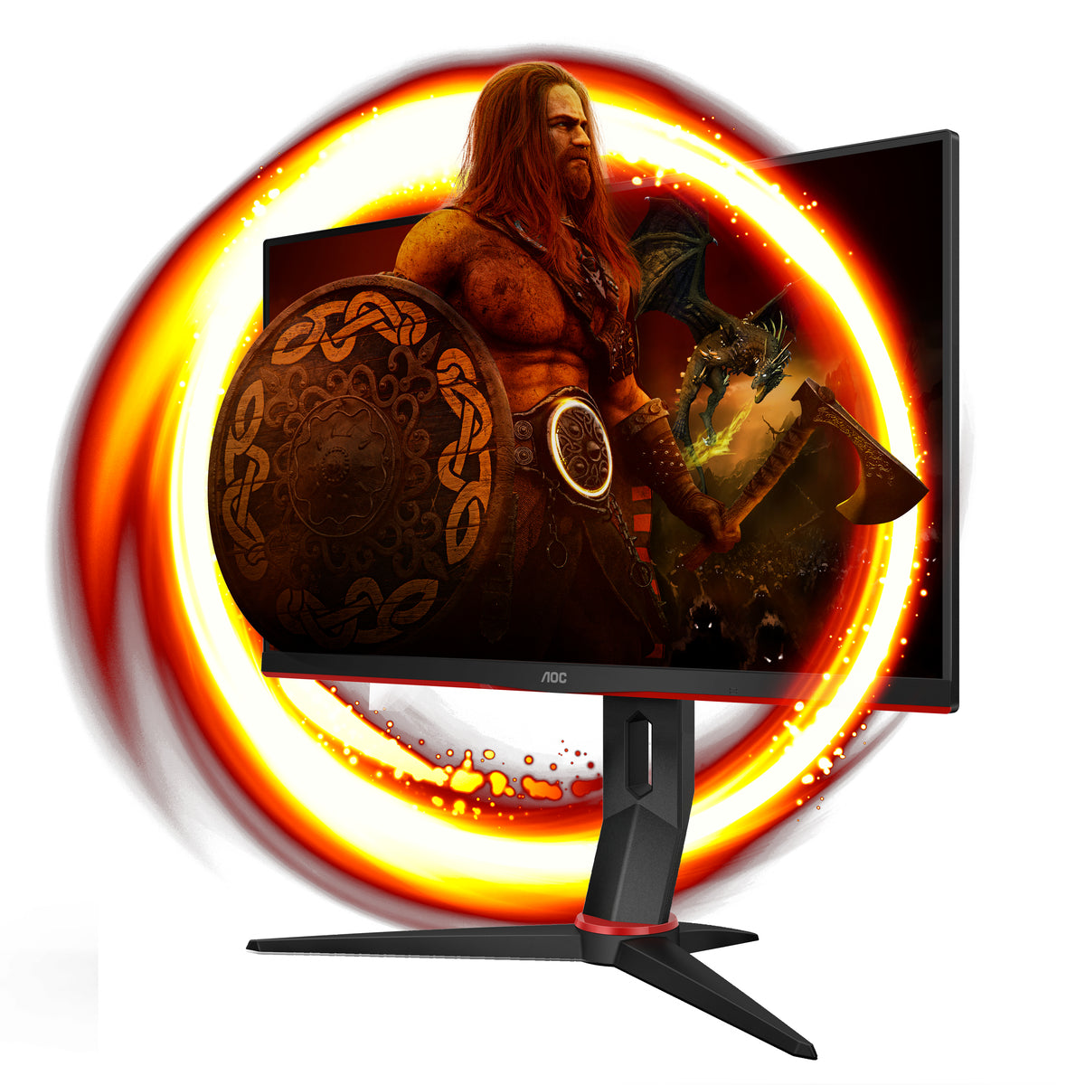 AOC Gaming 24G2SU/BK - Serie G2 - Monitor LED - juegos - 24" (23,8" visibles) - 1920 x 1080 Full HD (1080p) a 165 Hz - VA - 350 cd/m² - 3000:1 - 1 ms - 2xHDMI, DisplayPort - altavoces - negro, rojo