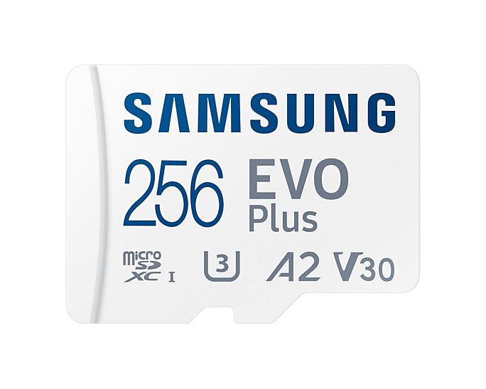 Samsung EVO Plus MB-MC256KA - Cartão de memória flash (adaptador microSDXC para SD Incluído) - 256 GB - A2 / Video Class V30 / UHS-I U3 / Class10 - microSDXC UHS-I - branco