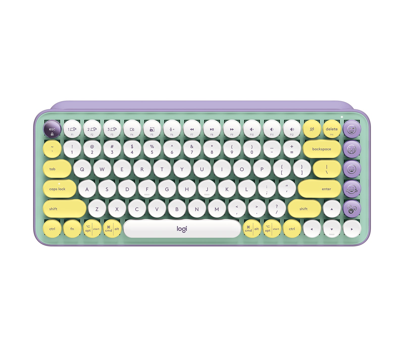 Logitech POP Keys - Keyboard - Wireless - Bluetooth LE, Bluetooth 5.1 - French - Switch: Brown Tactile - Mint Multicolor