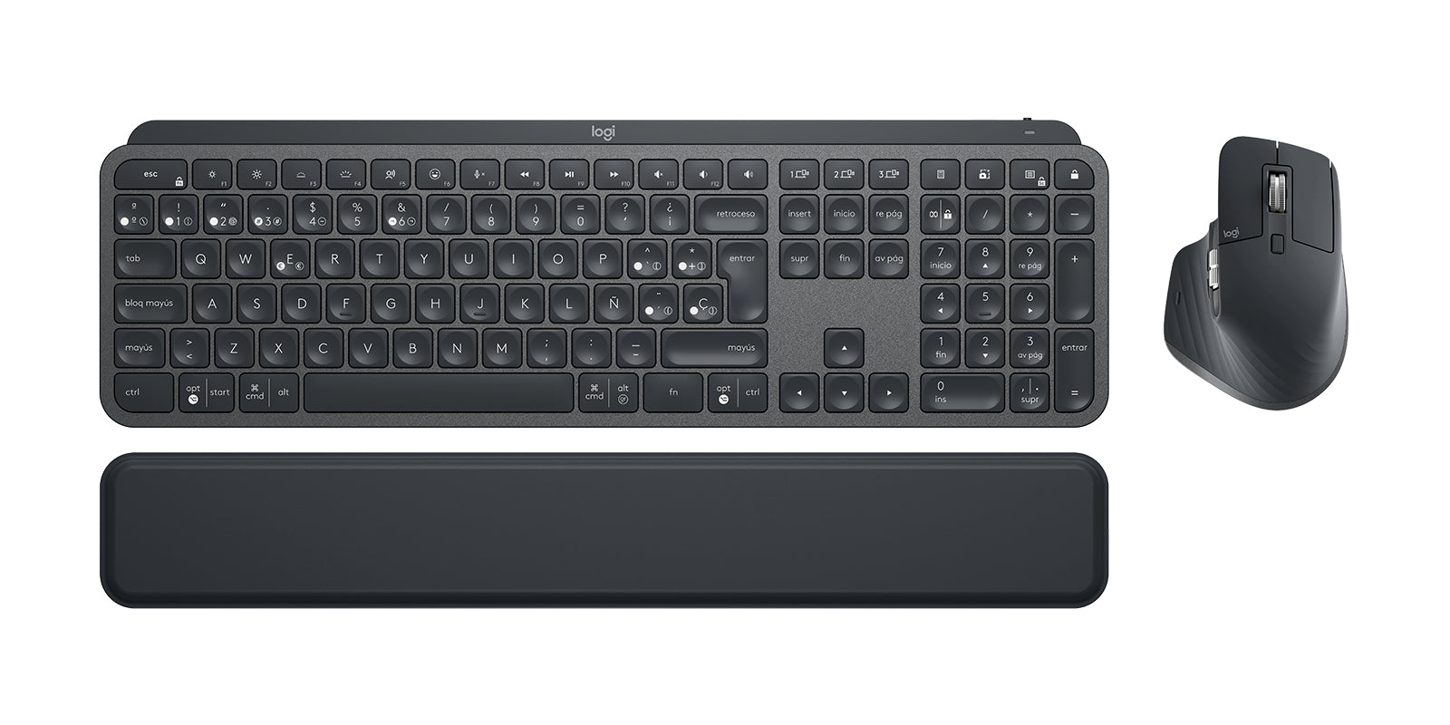 Logitech MX Keys Combo for Business - Keyboard and Mouse Combo - Backlight - Bluetooth, 2.4GHz - QWERTY - Spanish - Europe - Graffiti