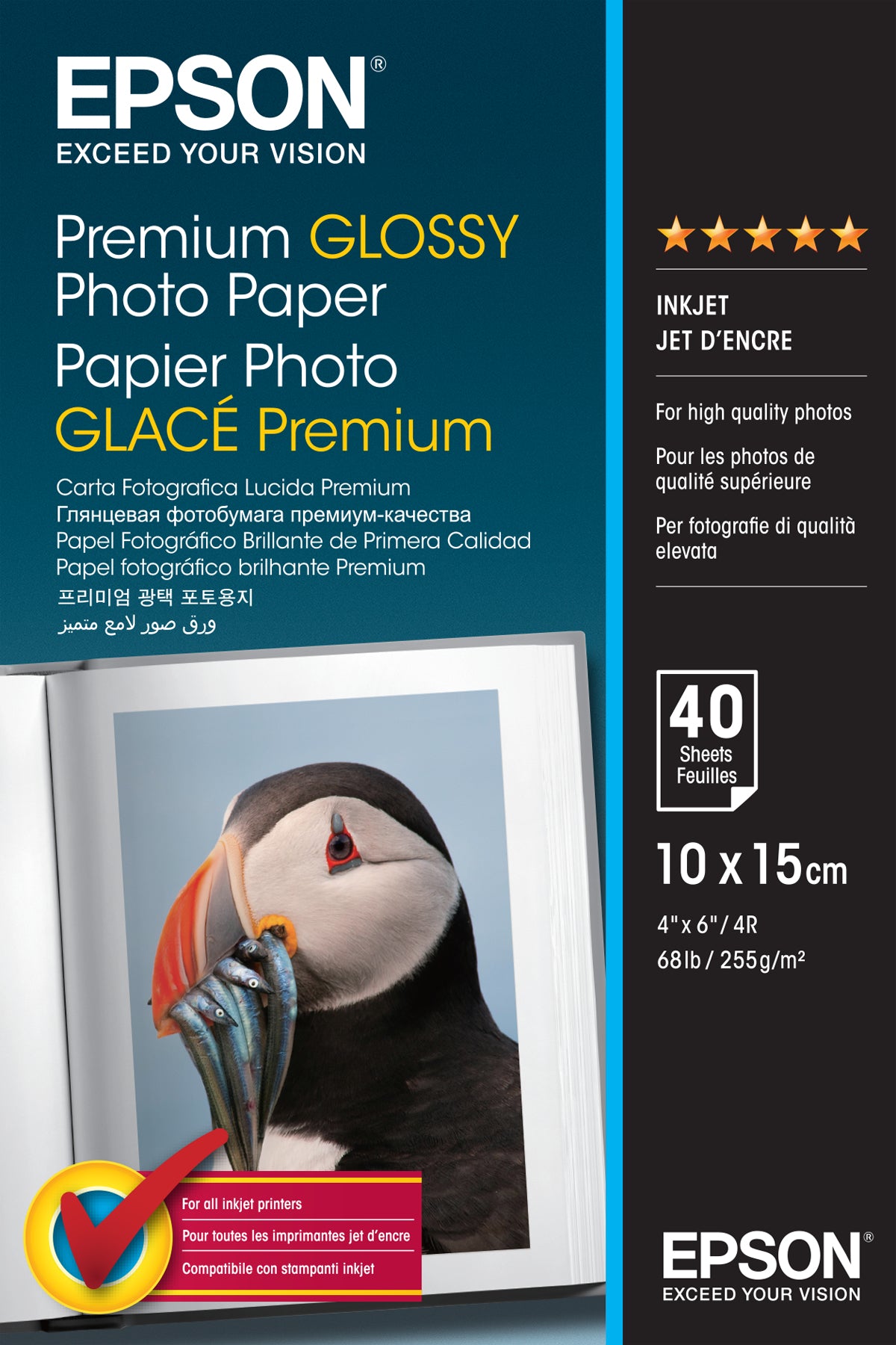 EPSON PAPEL PREMIUM GLOSSY PHT 10X15 40FLS 255G