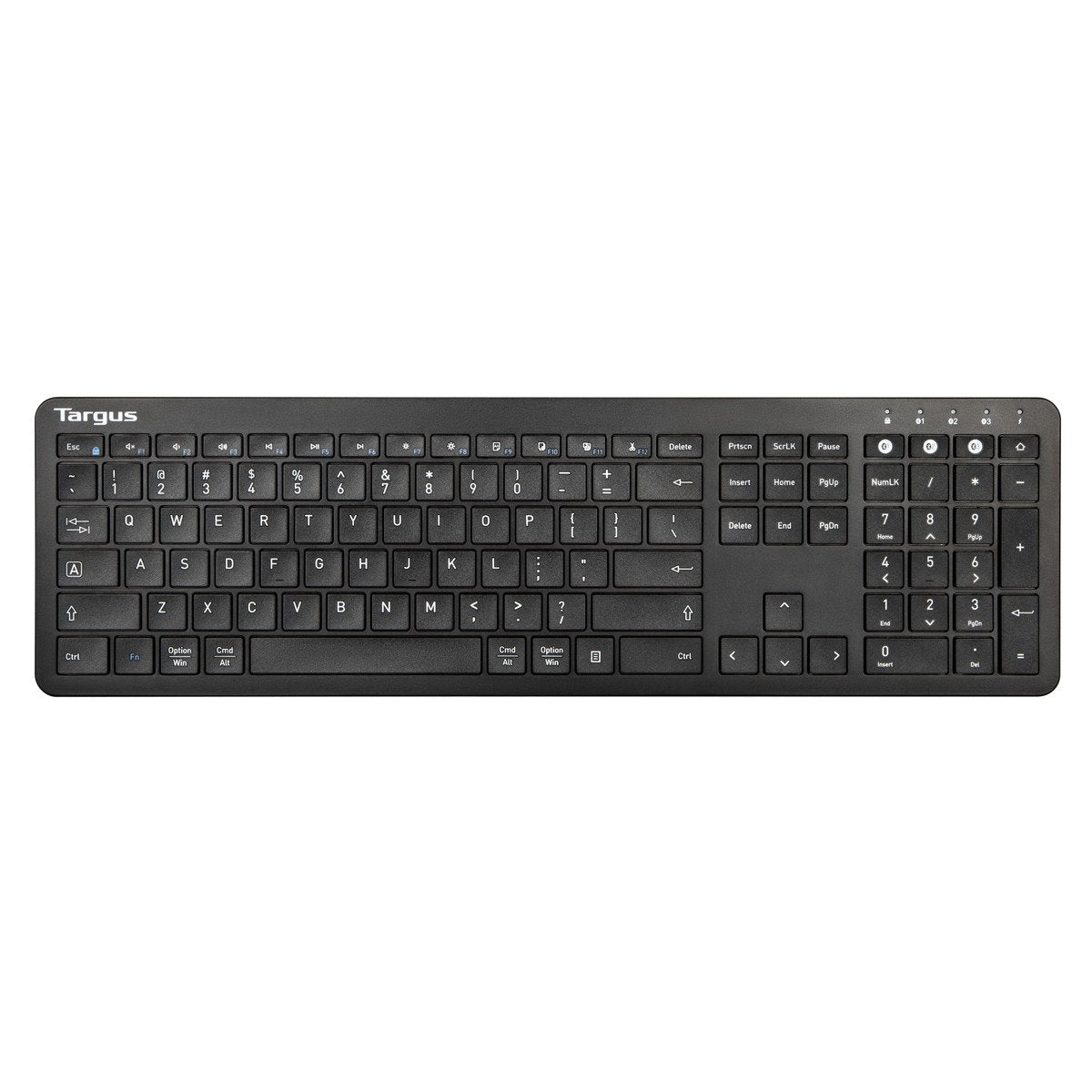 Targus Full-Size Multi-Device - Keyboard - antimicrobial - wireless - Bluetooth 5.1 - Nordic - black