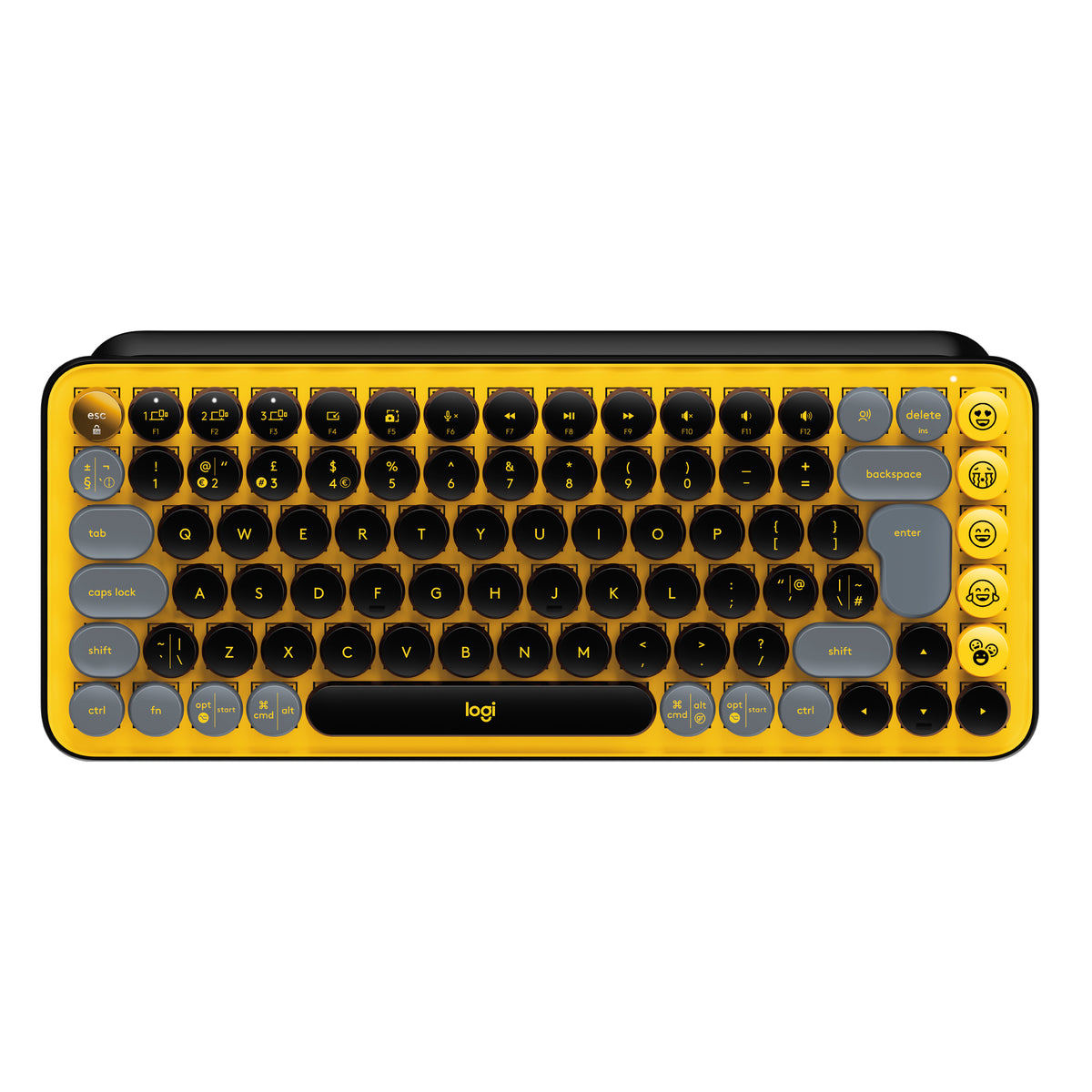 Logitech POP Keys - Keyboard - wireless - Bluetooth LE, Bluetooth 5.1 - QWERTY - American international standard - switch: Brown Tactile - aurinegro