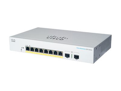 Cisco Business 220 Series CBS220-8P-E-2G - Interruptor - inteligente - 8 x 10/100/1000 (PoE+) + 2 x Gigabit SFP (ligação ascendente) - montável em trilho - PoE+ (67 W)