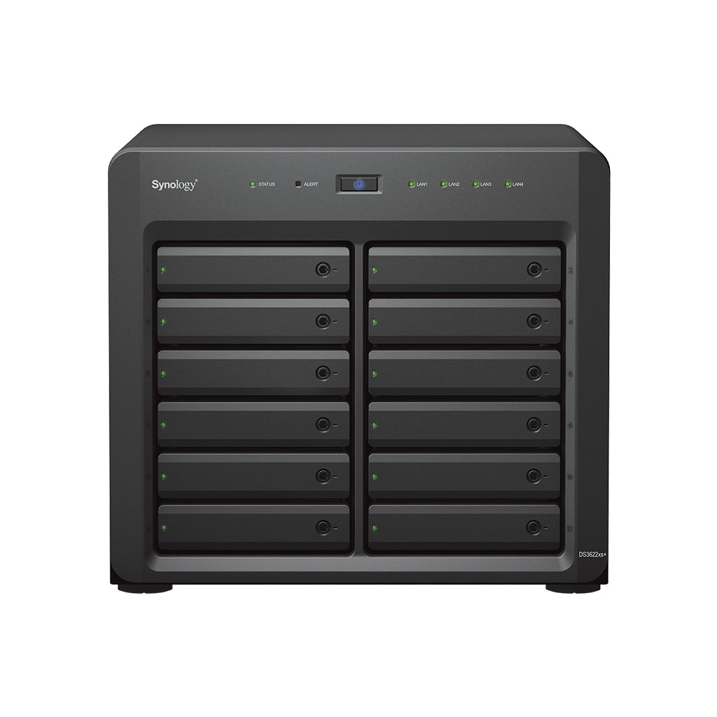 Synology Disk Station DS3622XS+ - NAS Server - 12 bays - SATA 6Gb/s - RAID (hard disk expansion) 0, 1, 5, 6, 10, JBOD, RAID F1 - RAM 16 GB - Gigabit Ethernet / 10 Gigabit Ethernet - iSCSI assistance