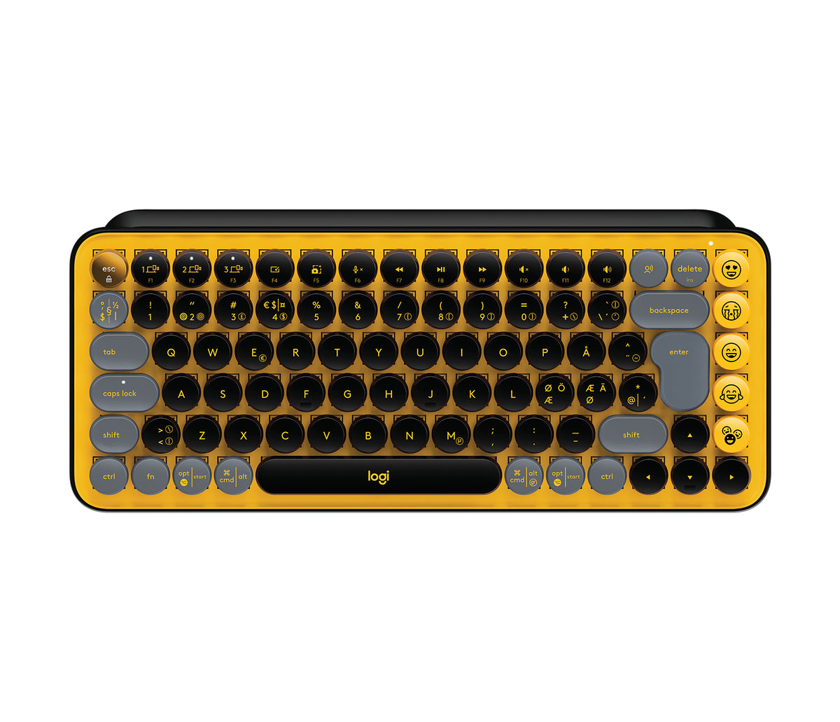 Logitech POP Keys - Teclado - Inalámbrico - Bluetooth LE, Bluetooth 5.1 - QWERTY - Pan-Nordic - Switch: Brown Tactile - Aurinegro