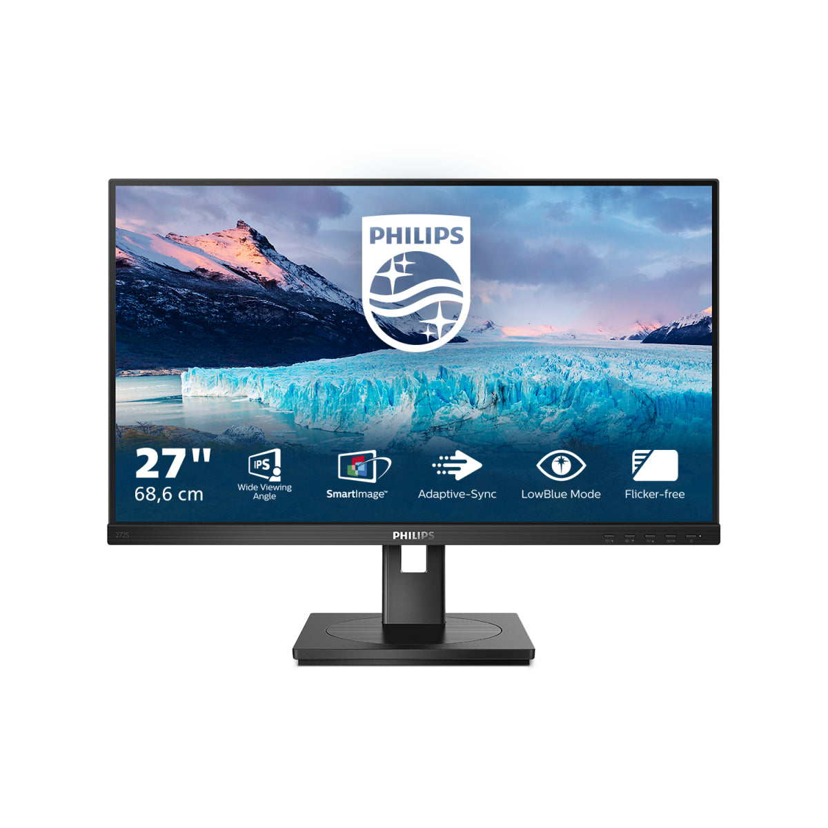 Philips S-line 272S1M - Monitor LED - 27" - 1920 x 1080 Full HD (1080p) @ 75 Hz - IPS - 250 cd/m² - 1000:1 - 4 ms - HDMI, DVI-D, VGA, DisplayPort - altifalantes - preto