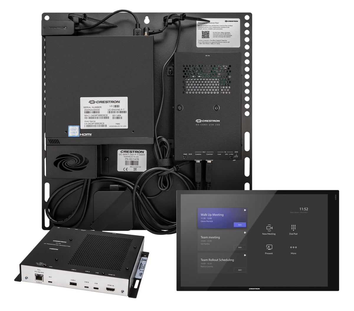 Crestron Flex UC-CX100-T-WM - Para Microsoft Teams - Kit integrador - Kit de videoconferencia (consola con pantalla táctil, mini PC, transmisor) - Negro - Con interfaz de control montada en la pared