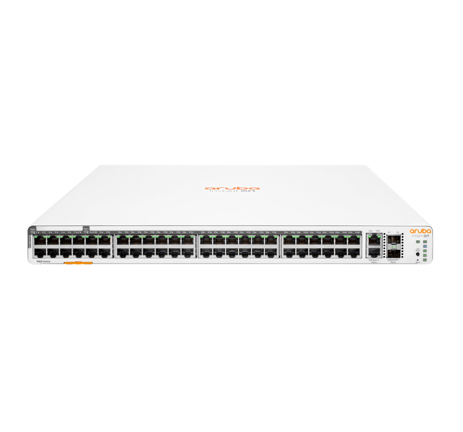 HPE Aruba Instant On 1960 48G 40p Class4 8p Class6 PoE 2XGT 2SFP+ 600W Switch - Interruptor - Administrado - 48 x 10/100/1000 + 2 x 10 Gigabit SFP+ + 2 x 100/1000/10GBase-T - montável em trilho - PoE (600 W) - BTO