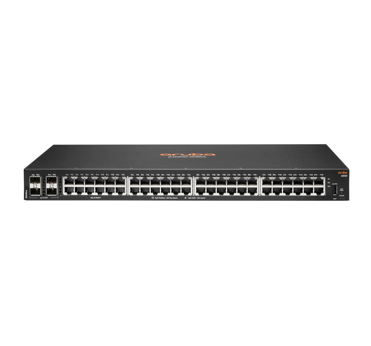 HPE Aruba 6000 48G 4SFP Switch - Switch - L3 - Managed - 48 x 10/100/1000 + 4 x Gigabit SFP - side to side airflow - rail mountable - AC 100 - 127V / 200 - 240V