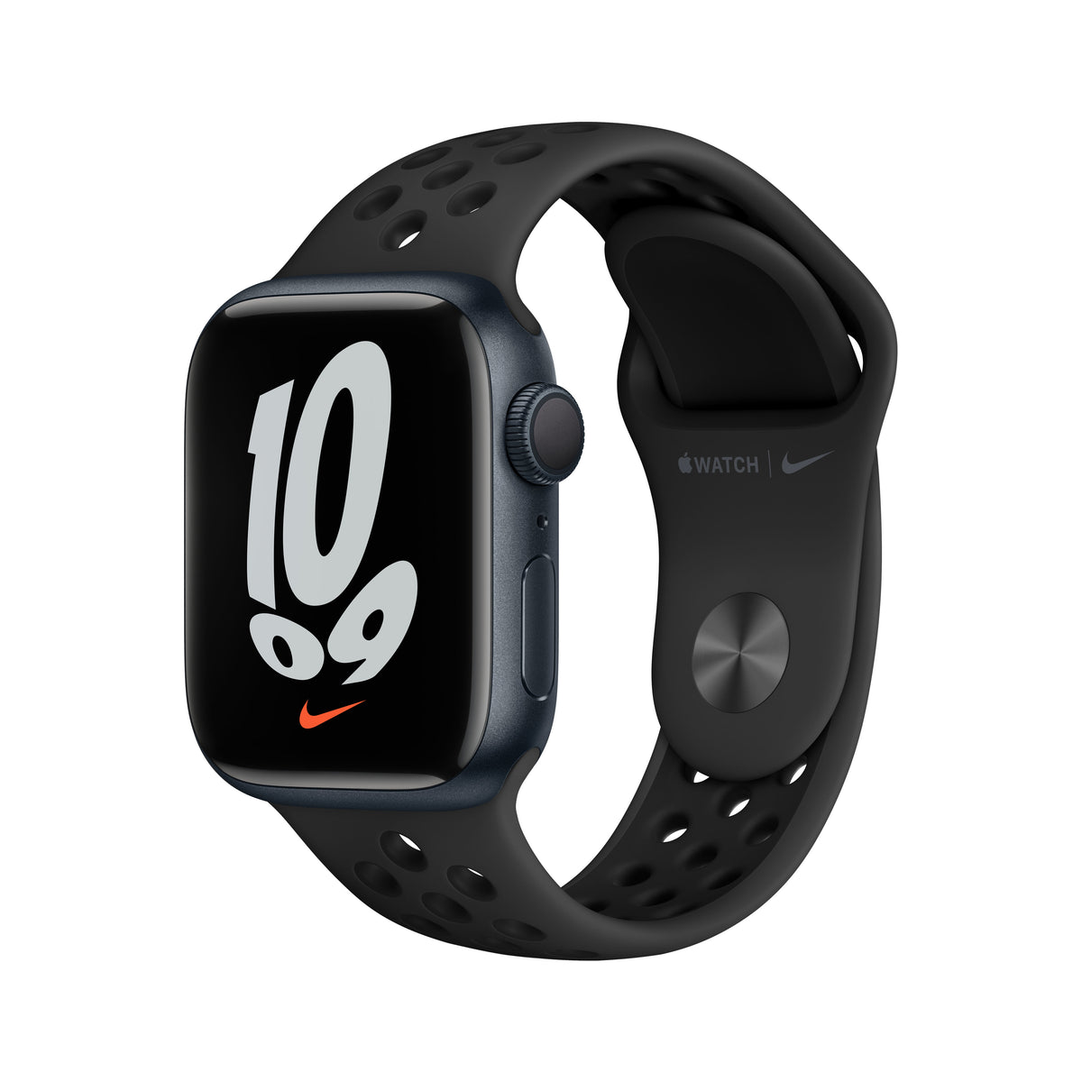 Apple Watch Nike Series 7 (GPS) - 41mm - Midnight Aluminum - Smart Watch With Nike Sport Strap - Fluoroelastomer - Anthracite/Black - Band Size: S/M/L - 32GB - Wi-Fi, Bluetooth - 32g