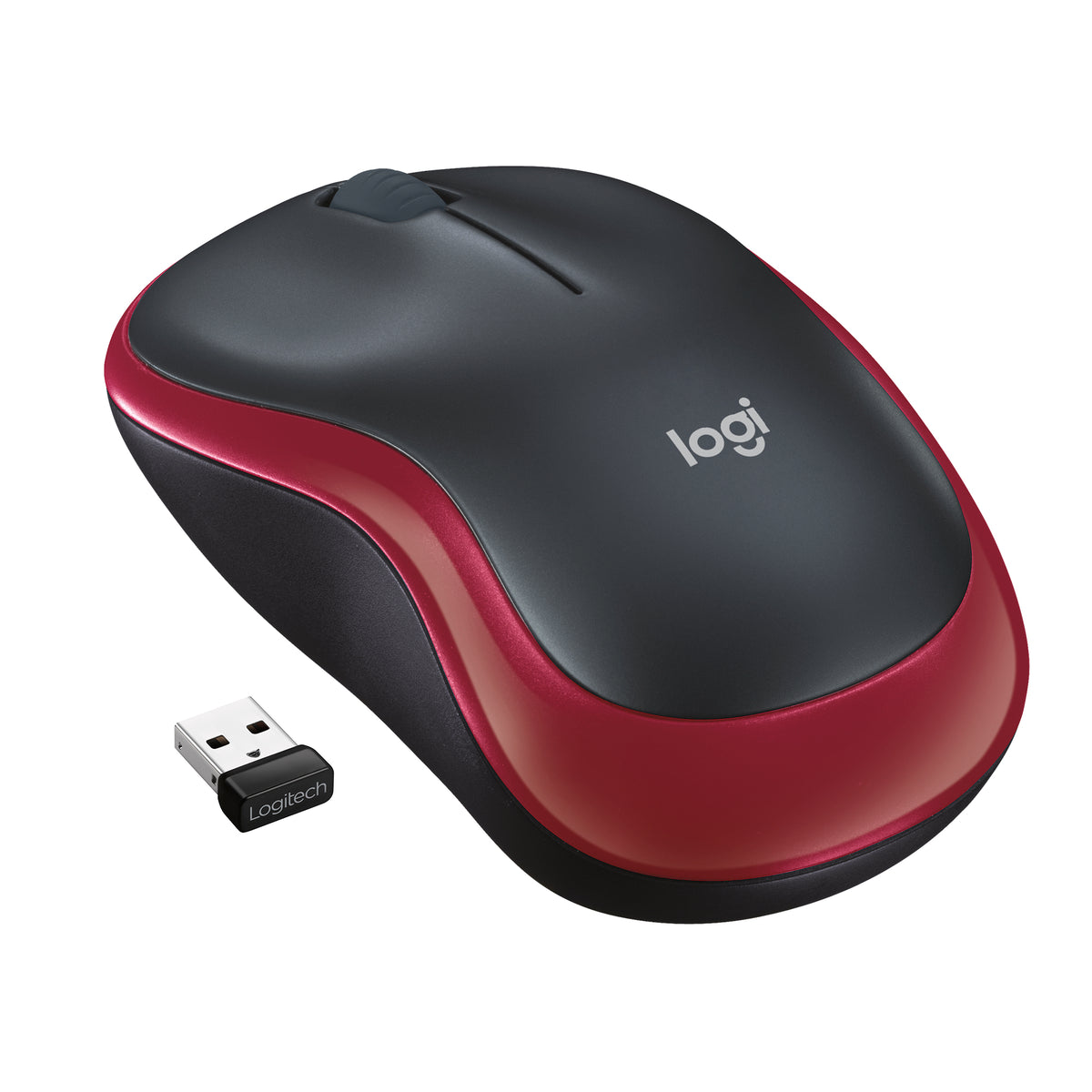 Logitech M185 - Ratón - óptico - inalámbrico - 2,4 GHz - receptor inalámbrico USB - rojo