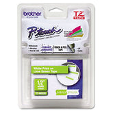 Brother TZe-MQG35 - Adhesivo estándar - Blanco sobre verde lima - Rollo (1,2 cm x 5 m) 1 Cassette(s) Cinta laminada - para Brother PT-D210, D600, H110, P-Touch PT-1880, D200, D450, E110 , E550, E800, H110, P900