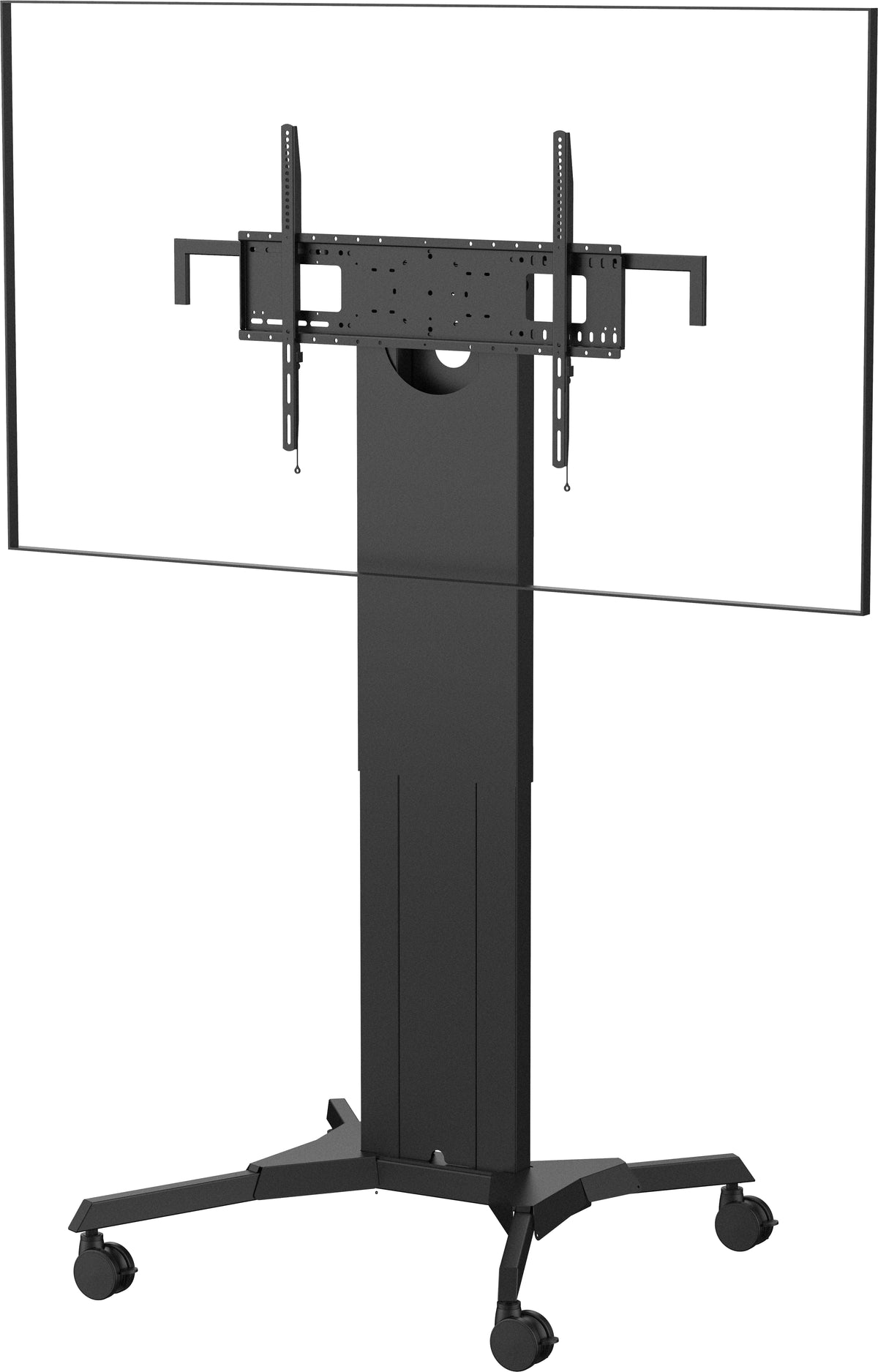 VISION Manual Height Adjustable Display Trolley - LIFETIME WARRANTY - Heavy duty - Fits displays up to 100" with VESA sizes up to 800 x 600 - Premium 4" wheels for smooth movement - Removeable wheels for non-portable variation - Removeable rear legs