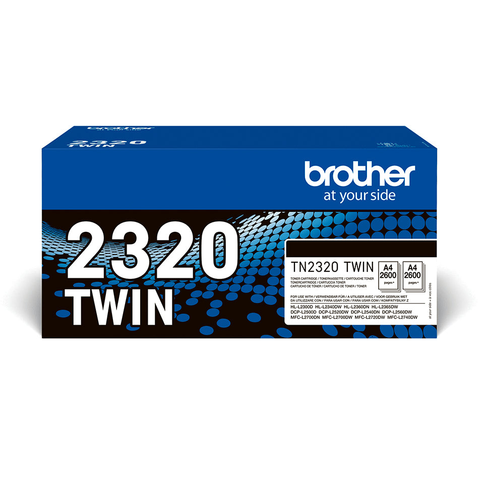 Brother TN2320 TWIN - Pack of 2 - High Yield - black - original - toner cartridge - for Brother DCP-L2500, L2520, L2560, HL-L2300, L2340, L2360, L2365, MFC-L2700, L2720, L2740