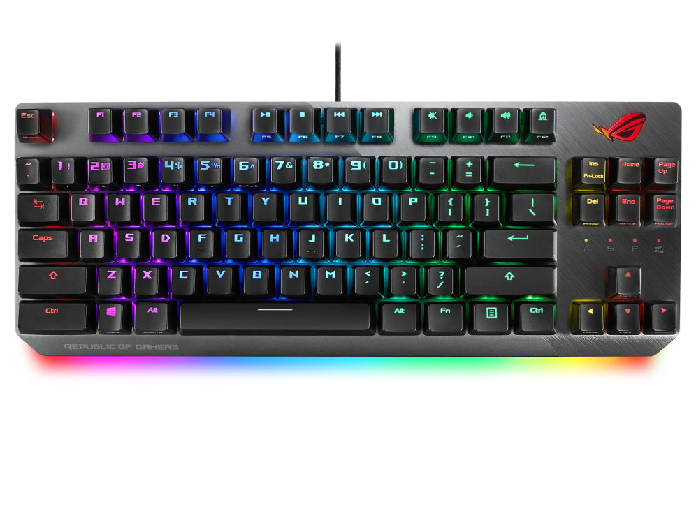 ASUS ROG Strix Scope NX TKL - Teclado - retroiluminado - USB - QWERTY - Español - interruptor: ROG NX - gris, negro