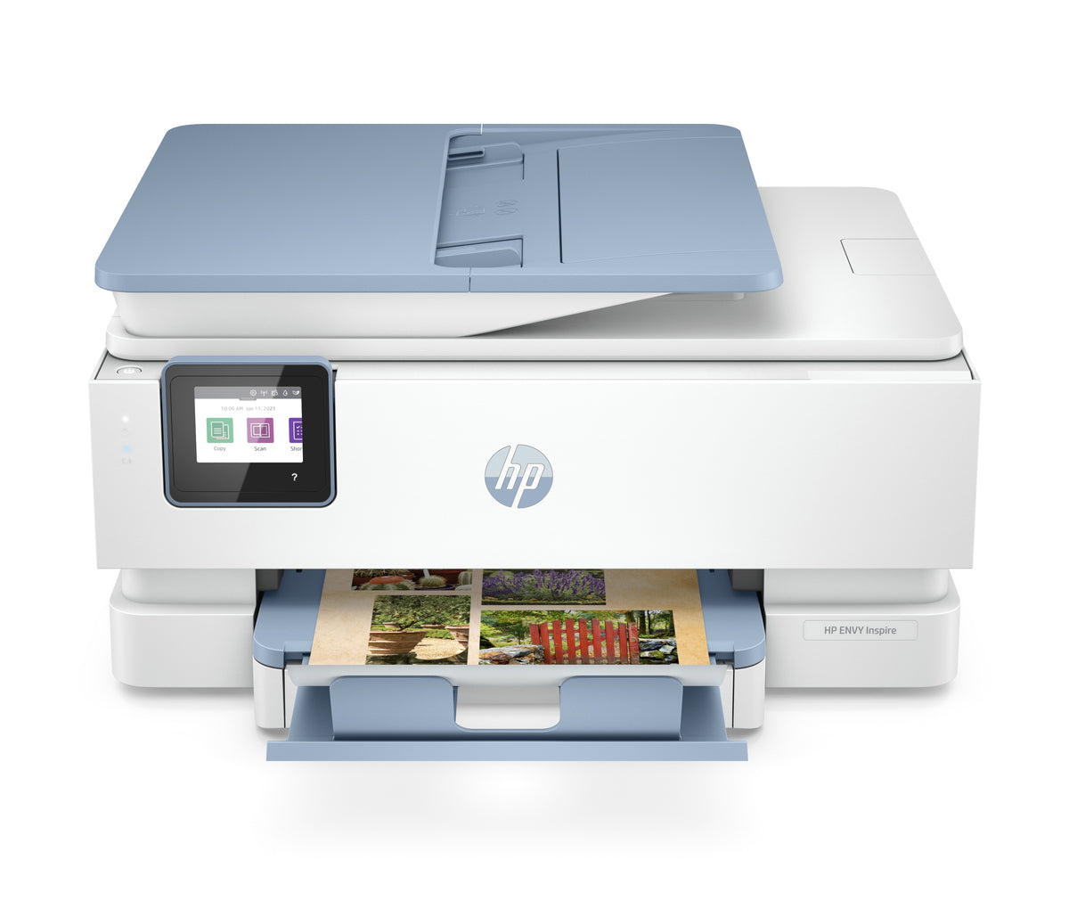 HP ENVY Inspire 7921e All-in-One - Todo en uno - Color - Inyección de tinta - 216 x 297 mm (original) - A4/Legal (soportes) - hasta 13 ppm (copia) - hasta 15 ppm (impresión) - 125 hojas - USB 2.0, Wi-Fi(ac), Bluetooth - azul surf - 1 año