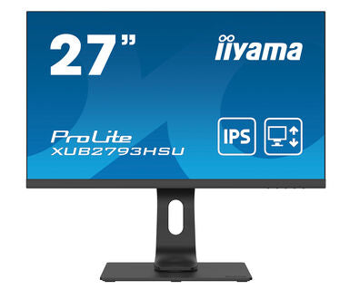 iiyama ProLite XUB2793HSU-B4 - Monitor LED - 27" - 1920 x 1080 Full HD (1080p) @ 75 Hz - IPS - 300 cd/m² - 1000:1 - 4 ms - HDMI, VGA, DisplayPort - altifalantes - preto opaco